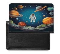 Outer Space Rocket Astronaut Passport Holder Cover Passport Cover Protector Essentials with Credit Card Slots Slim Travel Wallet Covers Documents Organizer Protector for Man&Women