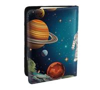 Outer Space Rocket Astronaut Passport Holder for Travel,RFID Passport Cover Wallet PU Leather Passport Card Holder Case Cute Passport Protector for Women Men