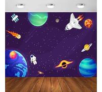 Outer Space Rocket Astronaut Photography Backdrop For Kids Universe Planet Galaxy Birthday Party Poster Decor Banner Background 300x200CM