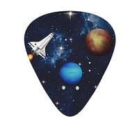Outer Space Rocket Astronaut Printed Triangle Guitar Picks 12 Pcs Novelty Guitar Plectrums for Bass, Electric, Acoustic Guitar