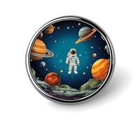 Outer Space Rocket Astronaut Round Badge Metal Buttons Exquisite Round Badge Pin Button Parts Circular Fashion Classic Pin Holders Buttons for Shirts Clothes Brooch 1 Inch