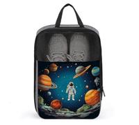 Outer Space Rocket Astronaut Shoe Bag Travel Shoe Organizer Water-Resistant Shoe Pouch with Zipper Sneaker Dust Bag, gray, One Size, Modern