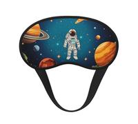 Outer Space Rocket Astronaut Sleep Mask for Side Sleeper, Blackout Eye Mask for Women Men, Zero Pressure Sleeping Masks Soft Breathable Eye Cover Comfortable Blindfold Eyeshade for Night Sleep