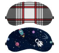Outer Space Rocket Spacecraft Planet Navy 2-Pack Light-Blocking Soft Breathable Eye Masks with Eye Patches and Sleep Masks