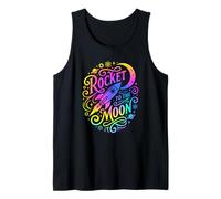 Outer Space Rocket to the Moon Planets Stars Astronomy Tank Top