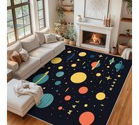 Outer Space Rugs Living Room Extra Large 240 x 340 cm, Cartoon Kids Universe Planet Machine Washable Rug, Non Slip Low Pile Patterned Carpet and Rugs, Home Decor ZY&L11