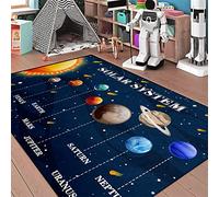 Outer Space Rugs Small Size Universe Solar System Planet Theme Carpets Kids Rugs for Playroom Educational Learning Area Rug for Living Room Bedroom Indoor Crystal Polyester Floor Sofa Mats, 2'×3'