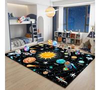Outer Space Rugs Small Size Universe Solar System Planet Theme Carpets Kids Rugs for Playroom Educational Learning Area Rug for Living Room Bedroom Indoor Crystal Polyester Floor Sofa Mats, 2'×3'
