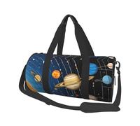 Outer Space Solar System Duffle Bag With Shoes Compartment And Adjustable Strap,Foldable Travel Duffel Bags For Men Women,Waterproof Duffel Bags, Black, One Size