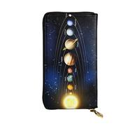 Outer Space Solar System Large Capacity Leather Clutch Wallet Ladies Card Holder, Men Women Leather Clutch Wallet, Exploring The Solar System, One Size, Classic