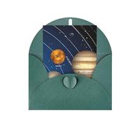 Outer Space Solar System Print Blank Greeting Cards, Love Buttons, Pearl Paper Envelopes Suitable For Various Occasions - Anniversary Cards, Thank You Cards, Holiday Cards, Wedding Cards