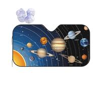 Outer Space Solar System -Print Car Windshield Sun Shade With Reflective Shield - Universal Fit For Most Vehicles, Blocks Heat & UV Rays, Includes Installation Suction Cups.