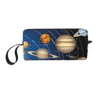 (Outer Space Solar System) Print Compact Travel Pouch - Lightweight Handheld Organizer, 600d Oxford Fabric & Foam Padding, Gym Essentials