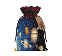 Outer Space Solar System -Print Multi-Colored Burlap Drawstring Pouches, Eco-Friendly Bags For Parties Wedding Favors Packaging M Size