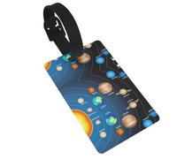 Outer Space Solar System Printed Luggage Tags with Wrist Strap,Name Id Label for Suitcase,Airplane Travel Essentials