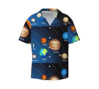 Outer Space Solar System Printing 1 Pack Men's Fashion Short Sleeve with Button Casual Shirt Beach Cuban Hawaiian Black