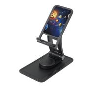 Outer Space Solar System Prints Rotating Cell Phone Stand with 360° Swivel Base - Foldable Square Desk Phone Holder for iPhone 16 15 14 13 12 11,All Phones,Black