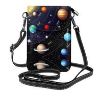 Outer Space Solar System Small Crossbody Bags For Women Lightweight Vegan Leather Cell Phone Purse Wallet Handbags
