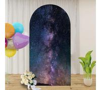 Outer Space Star Space 6.6FT Wedding Arch Cover Spandex Fitted Fabric Round Top Stretchy Backdrop Stand Covers for Wedding Birthday Party Decoration