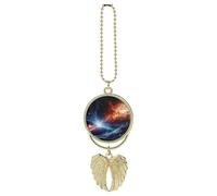 Outer Space Stars Car Hanging Pendant, Zinc Alloy Rearview Mirror Charms - Relieve Visual Fatigue, Vintage Keychain Pendant, Lucky Car Interior Hanging Decoration, Golden-Style