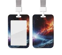 Outer Space Stars Id Badge Holder with Lanyard Waterproof Key Card Holder Case Id Card Protector with Clear Id Window Name Tags for Women Men Work Office Doctor Nurse