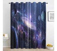 Outer Space Thermal Curtains, Nebula Solar System Planet Blackout Curtains, Drapes for Bedroom Living Room Home Decor, Eyelet Window Curtain 2 Panels 50 x 90 Inch Drop