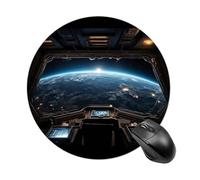 Outer Space Views from The Spaceship Round Mouse Pad 7.8 Inch, Portable Gaming Mouse Mat with Non-Slip Rubber Base & Smooth Surface, Waterproof Mousepad for PC, Laptop, Computer, Office, Home