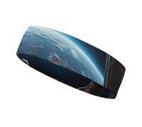 Outer Space Views from The Spaceship Sports Sweatband 15" Polyester Hairband Absorbent Quick-Dry Headband for Running, Yoga