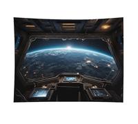 Outer Space Views from The Spaceship Tapestry Wall Hanging - 30"x40" Aesthetic Tapestries Soft Polyester Wall Art Decor Large Tapestry for Bedroom Living Room Dorm Backdrop, Hanging Kit Included