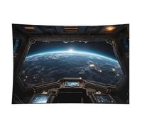 Outer Space Views from The Spaceship Tapestry Wall Hanging - 40"x60" Aesthetic Tapestries Soft Polyester Wall Art Decor Large Tapestry for Bedroom Living Room Dorm Backdrop, Hanging Kit Included