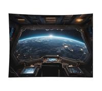 Outer Space Views from The Spaceship Tapestry Wall Hanging - 60"x80" Aesthetic Tapestries Soft Polyester Wall Art Decor Large Tapestry for Bedroom Living Room Dorm Backdrop, Hanging Kit Included
