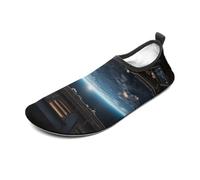 Outer Space Views from The Spaceship Water Shoes for Men Women, Lightweight Stretch Swim Shoes with Anti-Slip Rubber Sole, Quick-Dry Aqua Socks for Pool, Beach, Surfing, Style, 12 Women/12 Men