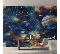 Outer Space Wallpaper, Universe Galaxy Planet Wall Mural for Living Room, Bedroom, Non-Woven Wall Papaer Decoration, Photo Wallpaper & Home Decor, 300x210 cm (WxH) K-MZ&23