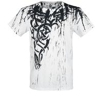 Outer Vision Wings Tattoo Splashed Strips T-Shirt white XXL