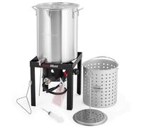 OuterMust 30 QT Seafood Cooking Pot Set 50,000 BTU Crab Boiler with Basket and Burner Set, Ideal for Cooking Turkey, Crabs, Crabs