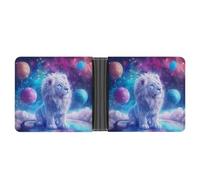 Outers-Spacees Liones Mens Wallet Printed Card Holder Bifold Wallets Purse Coin Pocket