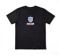 Outerstuff Boys' T-Shirt - England Football Fan T-Shirt, Essential Three Lions Crest Tee, Kids Cotton Casual Top Black