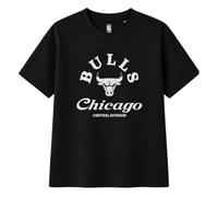 Outerstuff Chicago Bulls Official NBA Kids' T-Shirt Black | Licensed basketball top for boys and girls, soft cotton graphic tee, bold team print, crew-neck fit, gift for fans