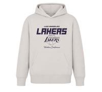 Outerstuff Los Angeles Lakers Kids' Hoodie, Off White | Official NBA boys' hoodie with a brushed interior, ribbed cuffs, kangaroo pocket and bold front team graphic print
