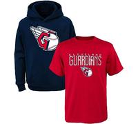 Outerstuff MLB Youth Boys (8-20) Performance Hoodie & Tee Combo, Team Variation, Cleveland Guardians, 10-12