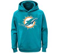 Outerstuff NFL Youth Team Color Performance Primary Logo Pullover Sweatshirt Hoodie (Medium 10/12, Miami Dolphins Aqua)