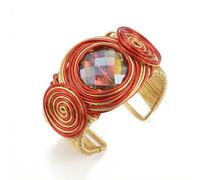 outerunner Handmade Wire Wrapped Cuff Bracelet for Women - Boho Punk Wide Bangle, Chunky Jewelry, Adjustable Open Cuff in Black Silver Green Red Blue Multicolor, adjustable, Metal, no gemstone