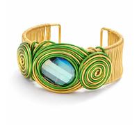 outerunner Handmade Wire Wrapped Cuff Bracelet for Women - Boho Punk Wide Bangle, Chunky Jewelry, Adjustable Open Cuff in Black Silver Green Red Blue Multicolor, adjustable, Metal, no gemstone