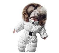 Outerwear Jacket Hooded Warm Baby Infant Romper Snowsuit Jumpsuit Coat Girls Girls Coat&Jacket Cute Clothes for Baby Girls for Winter (White, 18-24 Months)