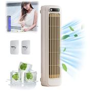 Outfany Cooling Ace Air Conditioner, Libiyi Cooling Ace, Shirem Cooling Ace, Portable Air Conditioner Cooling Fan Quiet with 3 Speeds,Small Desktop Tower Fan for Home Office (Beige, Rechargeable)