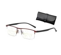 Outfany Intellireaders, Titanium Progressive Far and near Dual-Use Reading Glasses, Multifocus Progressive Reading Glasses for Women Men (Red,1.5 x)