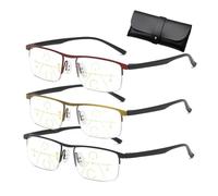 Outfany Intellireaders, Titanium Progressive Far and near Dual-Use Reading Glasses, Multifocus Progressive Reading Glasses for Women Men (3 Colors,2.0 x)