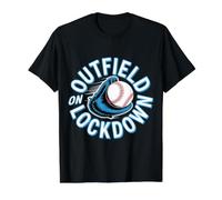 Outfield On Lockdown Baseball Defense Sports - Value Graphic T-Shirt, Men, Black, S