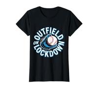 Outfield On Lockdown Baseball Defense Sports - Value Graphic T-Shirt, Women, Black, M