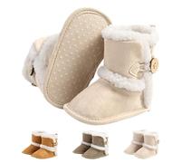 outfit spring Baby Winter Warm Fleece Bootie, Newborn Non-Slip Soft Sole Winter Shoes Sock Shoes Cute Adjustable Crawling Shoes Prewalker Boots for Girls Boys Toddler 0-18 Months (H Beige, 6 Months)